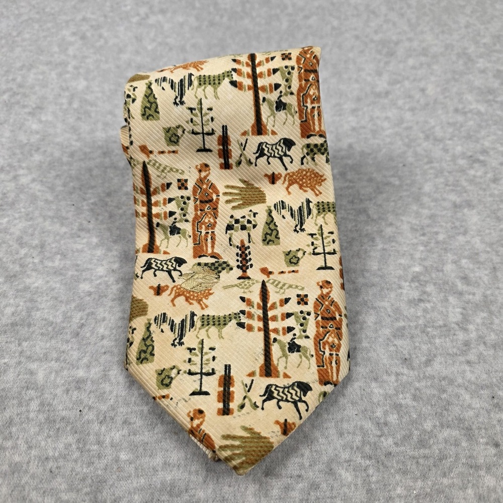 Johnny Miller Tie Mens One Size Multicolor Safari‎ Animal Print Nylon Novelty